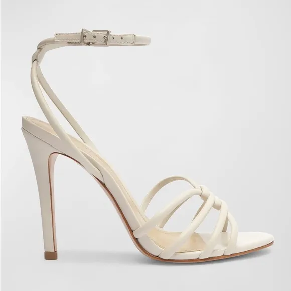 SCHUTZ Giana Caged Suede Ankle Strap Sandals in White