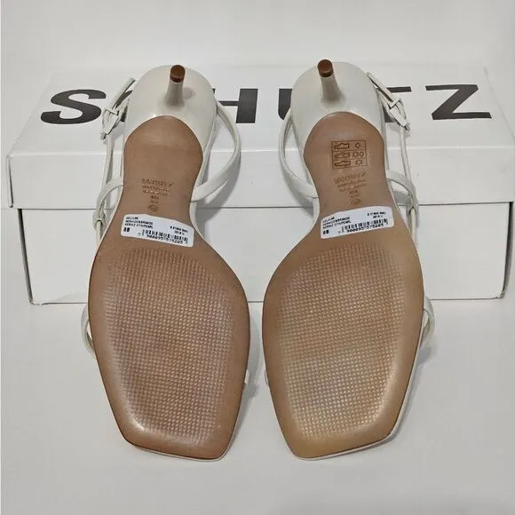 Schutz, Heloise, strappy mid heel sandals. Bone color, Size 8