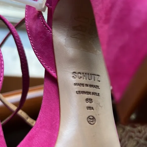 Schutz Kristy Nubuck Clear Vinyl Pink Suede Heel