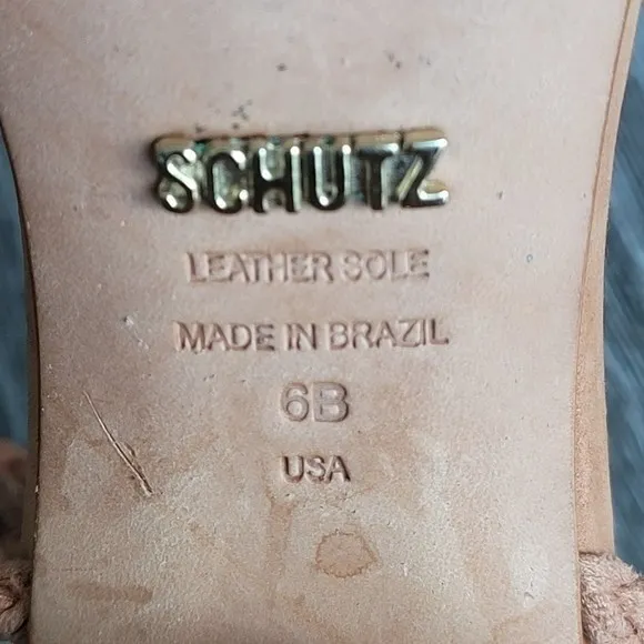 SCHUTZ Marlie ankle strap open toe blocked heel weaved dress sandals size 6 pink