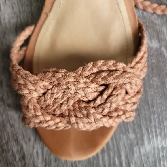 SCHUTZ Marlie ankle strap open toe blocked heel weaved dress sandals size 6 pink