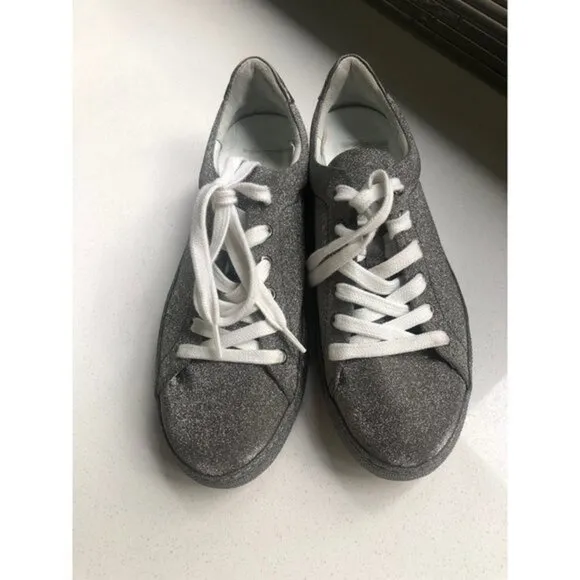 SCHUTZ Silver Glitter Chayton Sneakers Size 7.5