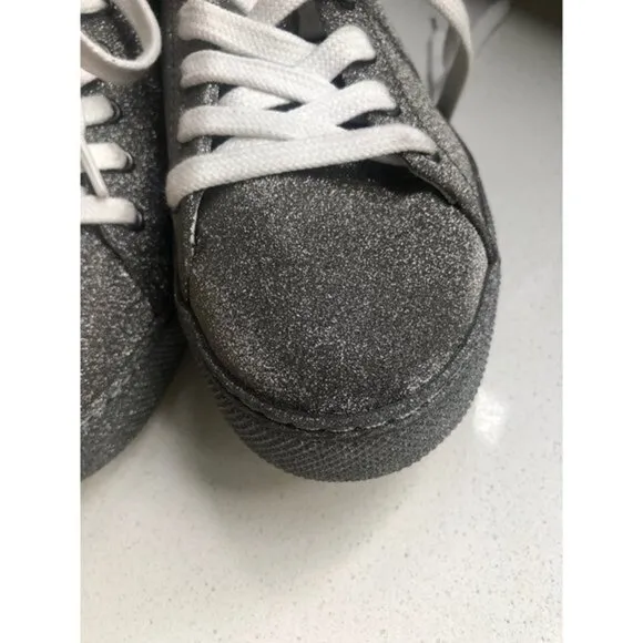 SCHUTZ Silver Glitter Chayton Sneakers Size 7.5