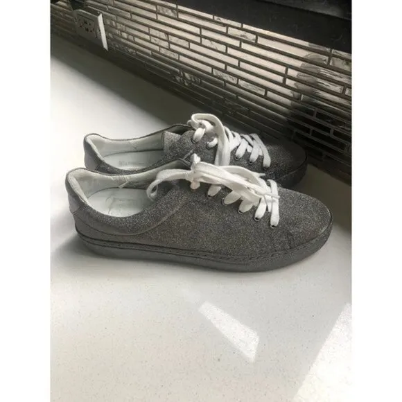 SCHUTZ Silver Glitter Chayton Sneakers Size 7.5