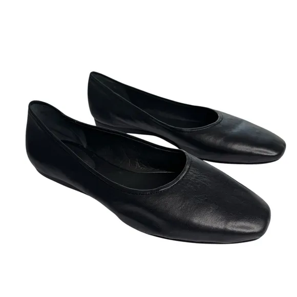 SCHUTZ Vanessa Leather Ballet Flat Black Minimalist Capsule Wardrobe Smooth 8B