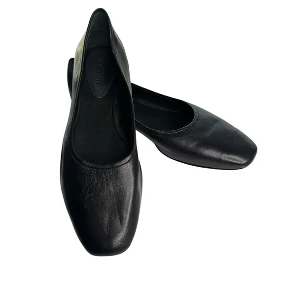 SCHUTZ Vanessa Leather Ballet Flat Black Minimalist Capsule Wardrobe Smooth 8B