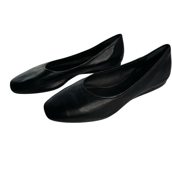 SCHUTZ Vanessa Leather Ballet Flat Black Minimalist Capsule Wardrobe Smooth 8B