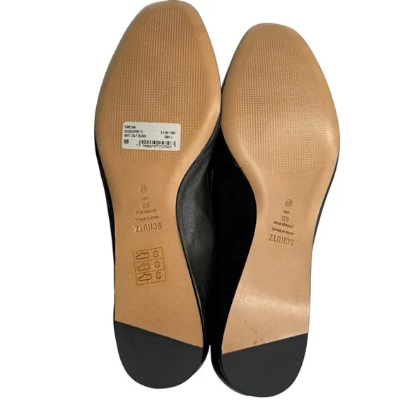 SCHUTZ Vanessa Leather Ballet Flat Black Minimalist Capsule Wardrobe Smooth 8B