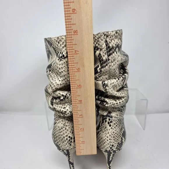 Schutz Women's Ashlee Ruched Snakeskin Pull-on Stiletto Boots Size 5.5 NEW $178