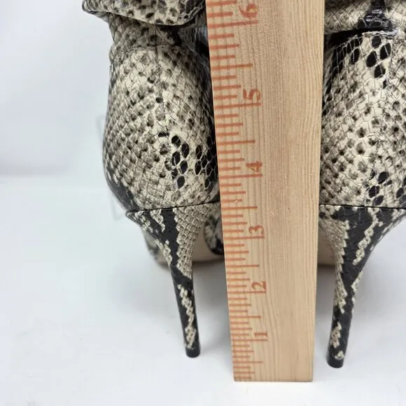 Schutz Women's Ashlee Ruched Snakeskin Pull-on Stiletto Boots Size 5.5 NEW $178