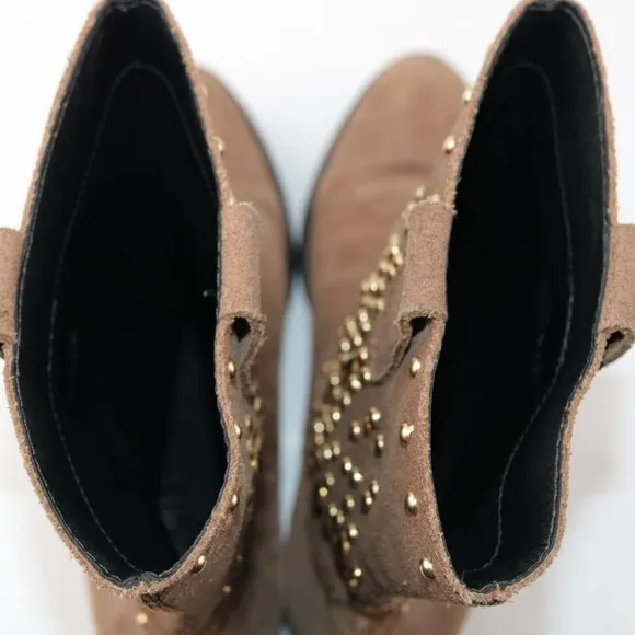 SCHUTZ Wome's Aliria Boots Size 6 Brown Suede Studded Pull On Slouch Western