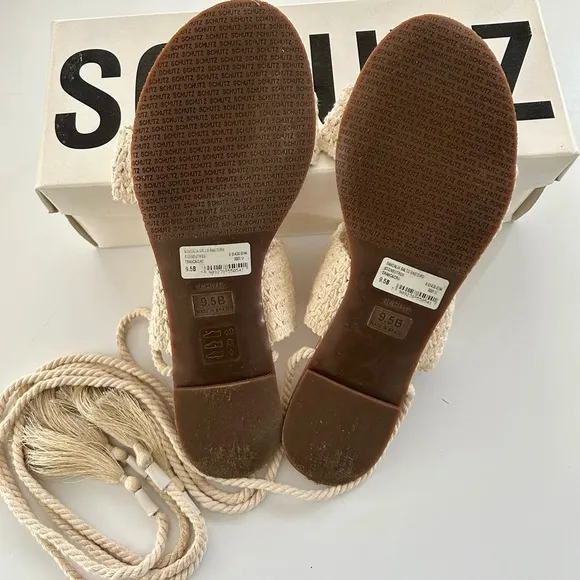 Schutz Zendy Crochet Tassel Tie Sandal 9.5