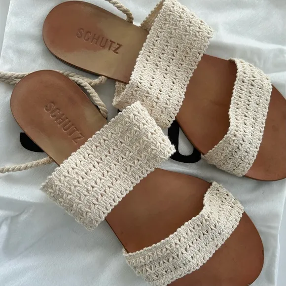 Schutz Zendy Crochet Tassel Tie Sandal 9.5