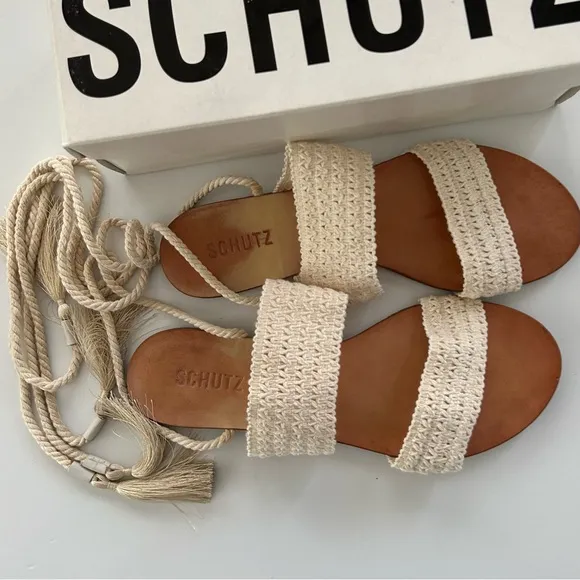 Schutz Zendy Crochet Tassel Tie Sandal 9.5