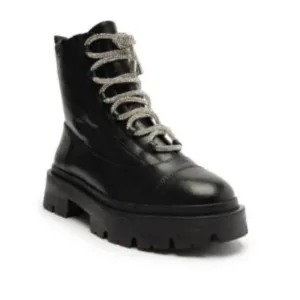 Schutz Kaile Black Leather Lug Sole Glam Boot/Dust Bag  8B $248 NWT