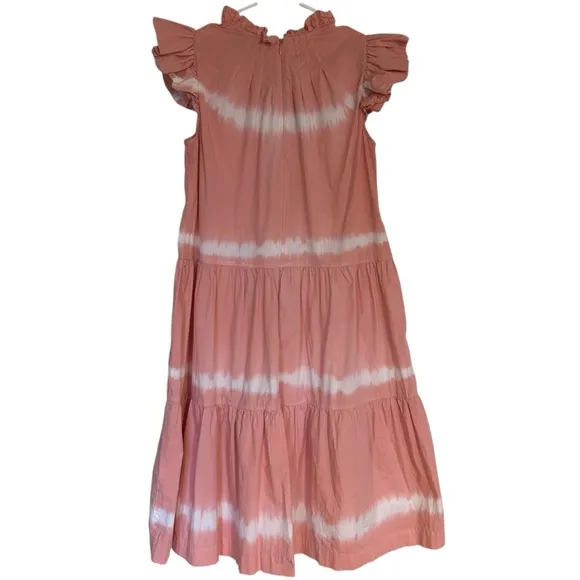 Sea New York Pink Zelda Tiered Ruffle Tunic Dress with Flutter Sleeves size 4