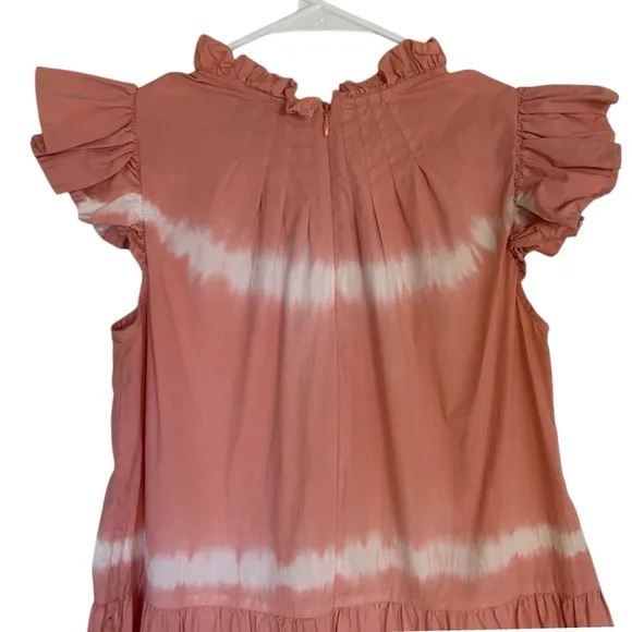 Sea New York Pink Zelda Tiered Ruffle Tunic Dress with Flutter Sleeves size 4