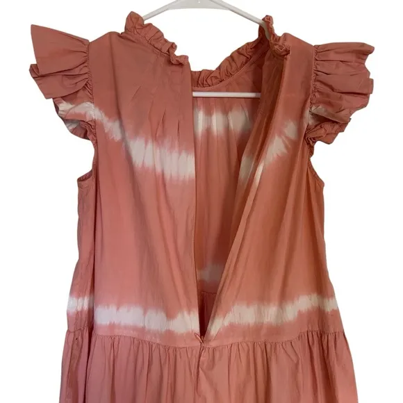 Sea New York Pink Zelda Tiered Ruffle Tunic Dress with Flutter Sleeves size 4