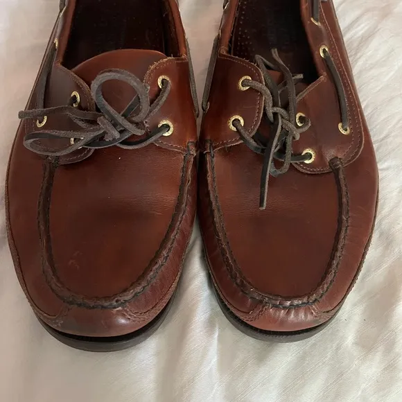 Sebago Brown Leather Boat Shoes Mens 11.5 WW Docksides Loafers Preppy Shoes
