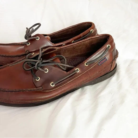 Sebago Brown Leather Boat Shoes Mens 11.5 WW Docksides Loafers Preppy Shoes