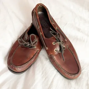 Sebago Brown Leather Boat Shoes Mens 11.5 WW Docksides Loafers Preppy Shoes