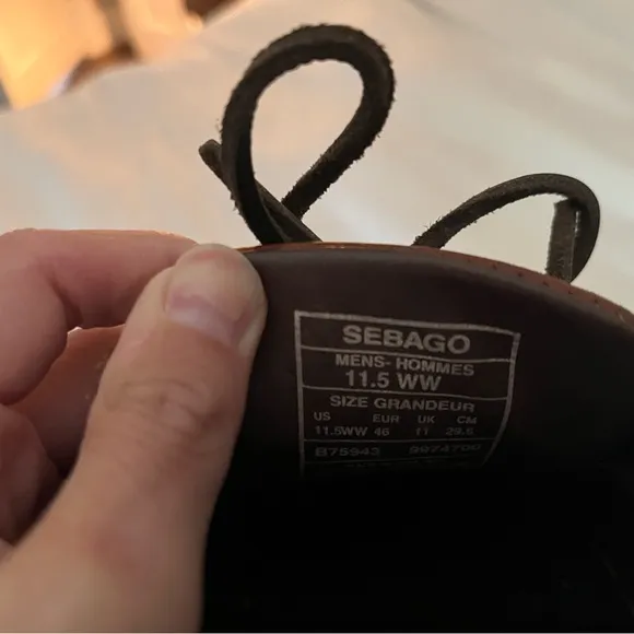 Sebago Brown Leather Boat Shoes Mens 11.5 WW Docksides Loafers Preppy Shoes