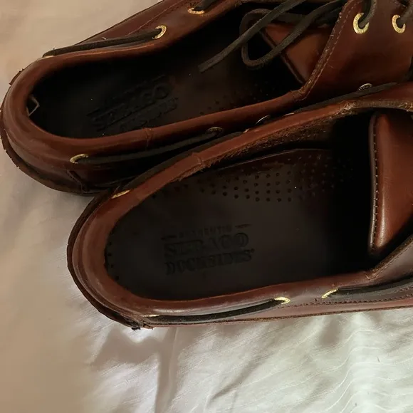Sebago Brown Leather Boat Shoes Mens 11.5 WW Docksides Loafers Preppy Shoes