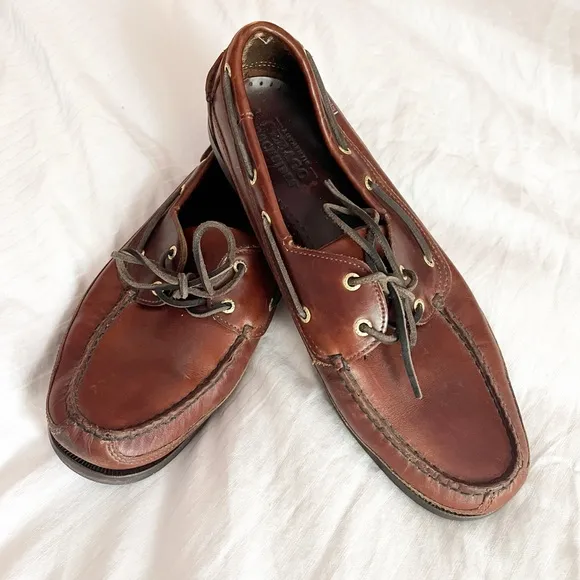 Sebago Brown Leather Boat Shoes Mens 11.5 WW Docksides Loafers Preppy Shoes