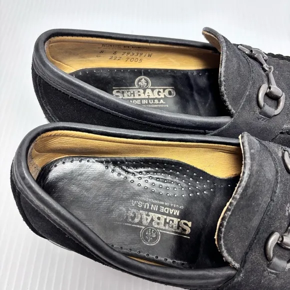 SEBAGO DOCKSIDES LOAFERS Suede Black Size 8