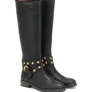 SEE BY CHLOE Black Janis Studded Tall Leather Boots