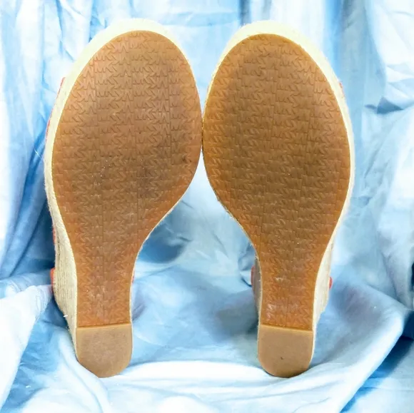 💥Send Offers💥 Michael Kors Orange Berkley Mid Wedge Sandals