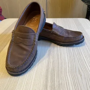 Sequoia by Allen Edmonds Penny Loafers Mens 10 D Brown Slip On Round Toe Nubuck
