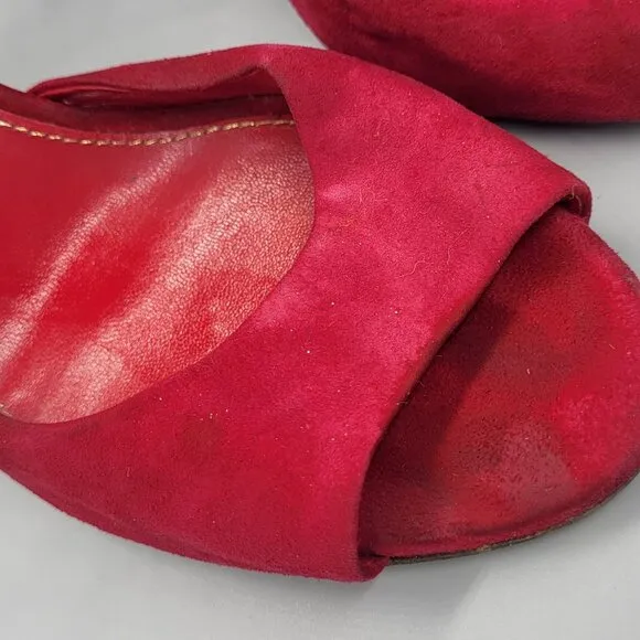 Sergio Rossi Dark Pink Suede Ankle Strap Sandals