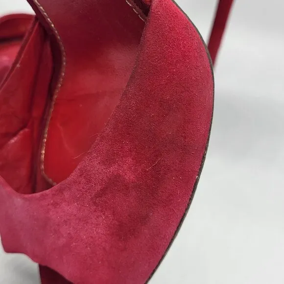 Sergio Rossi Dark Pink Suede Ankle Strap Sandals