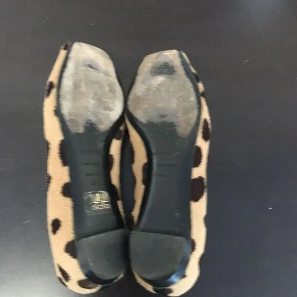 Sergio Rossi Pony Hair Tan Black  Animal Print Ballet Flats Women EU 37 US 6.5