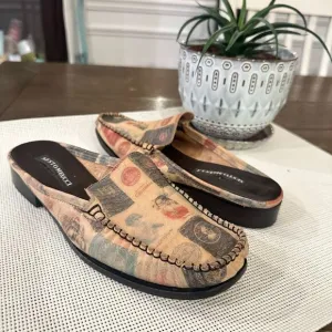 Sesto Meucci Italy  Wearable Art Leather Slip On Mules Flats Comfy sz 6.5M
