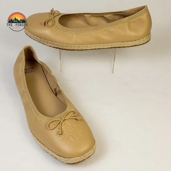 Set Of 2 Frye and Co Willow Ballet Flat Tan-Navy Espadrilles Slip On Women Sz 10