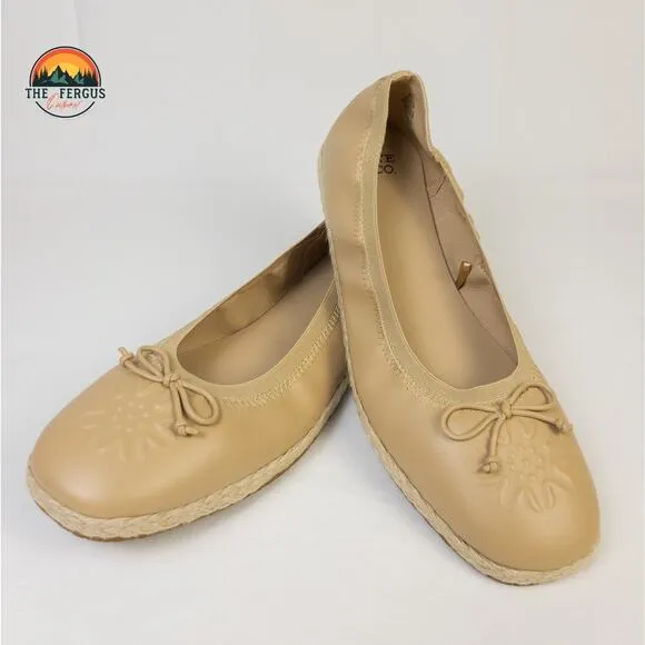Set Of 2 Frye and Co Willow Ballet Flat Tan-Navy Espadrilles Slip On Women Sz 10