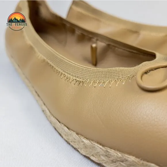 Set Of 2 Frye and Co Willow Ballet Flat Tan-Navy Espadrilles Slip On Women Sz 10
