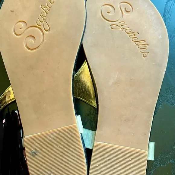 Seychelles Black Leather T-Strap Sandals, 6