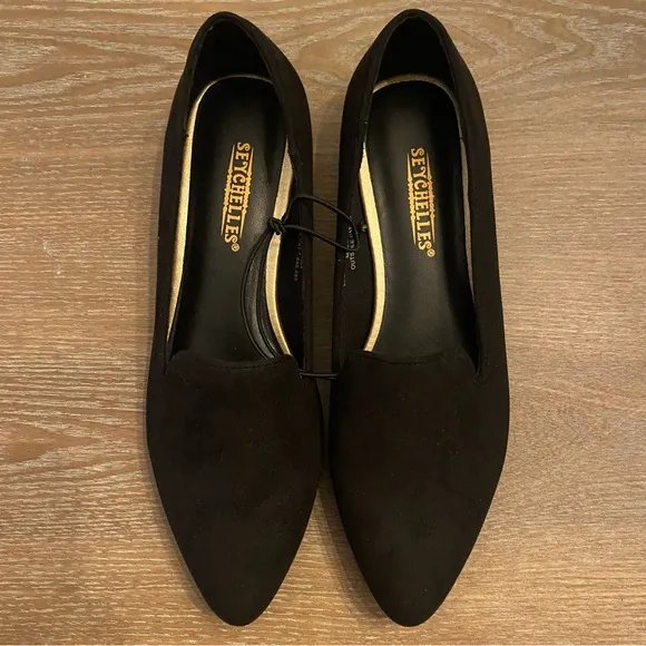 SEYCHELLES Hailey Black Studded Heel Slip On Flats