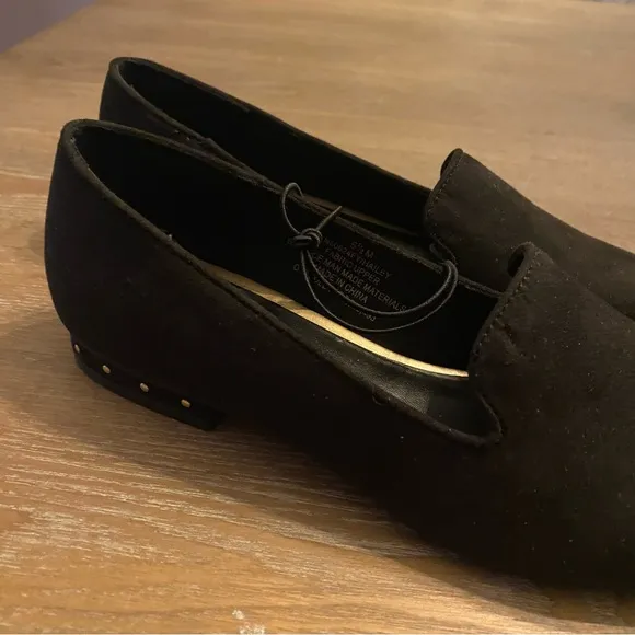 SEYCHELLES Hailey Black Studded Heel Slip On Flats