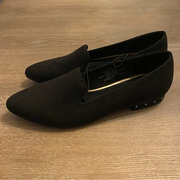 SEYCHELLES Hailey Black Studded Heel Slip On Flats