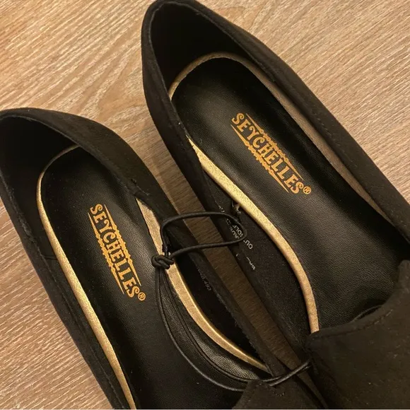 SEYCHELLES Hailey Black Studded Heel Slip On Flats