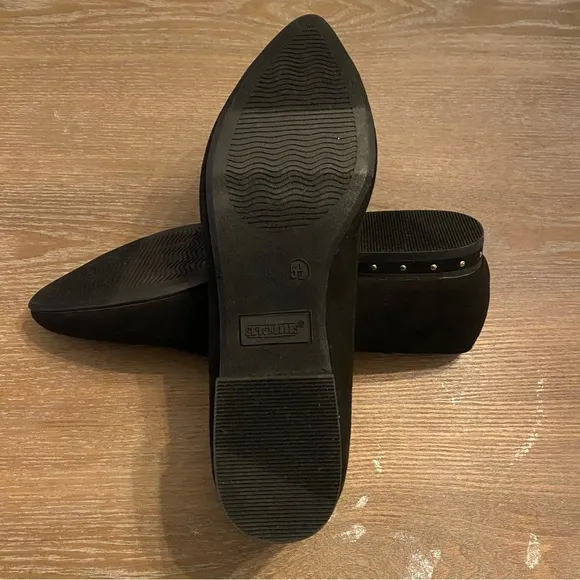 SEYCHELLES Hailey Black Studded Heel Slip On Flats