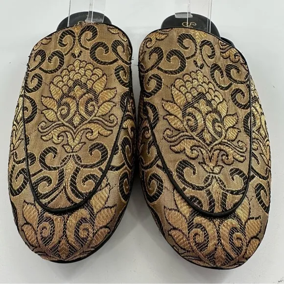 Seychelles wildernes flats size 11 gold metallic tapestry floral festival mules