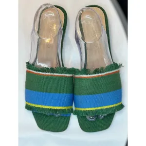 Shekudo Dassa Zoume Slide Sandals green/blue/white Size US 11 / EU 41 NWOT