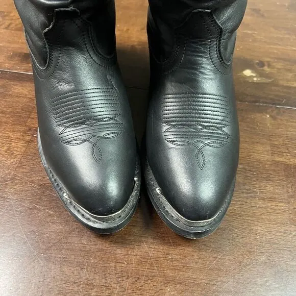 Shyanne Shy Slouch Western Boots‎ Womens Size 7 Black Pull On Cowgirl 1131BL