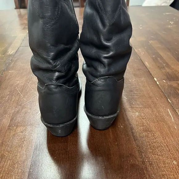 Shyanne Shy Slouch Western Boots‎ Womens Size 7 Black Pull On Cowgirl 1131BL