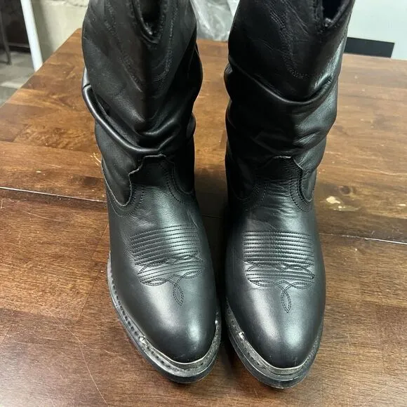 Shyanne Shy Slouch Western Boots‎ Womens Size 7 Black Pull On Cowgirl 1131BL